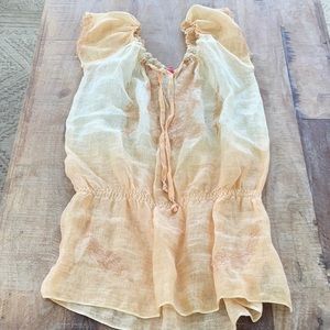 Vanita Rosa Paris St. Barth linen and lace mini dress or top. One size. Like new